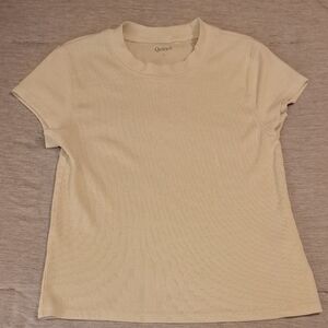 Quince Women's White Short Sleeve Micro Ribbed Tee